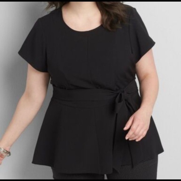 LANE Bryant black short sleeve peplum top - Picture 3 of 16